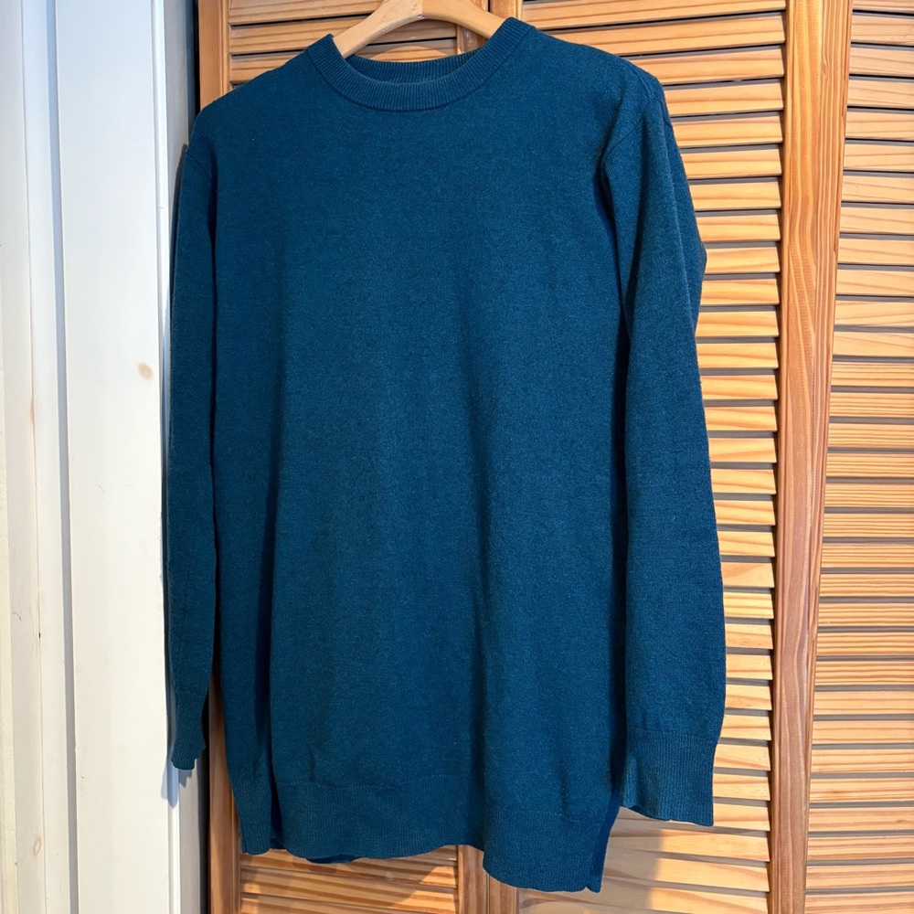 T Alexander Wang Wool Cashmere Men’s Crewneck Sweater Teal XSmall Neon Stripe
